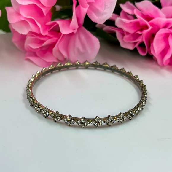 Sparkly and Whimsical Vintage Y2K Crystal Cluster Bangle Bracelet - Picture 3 of 4
